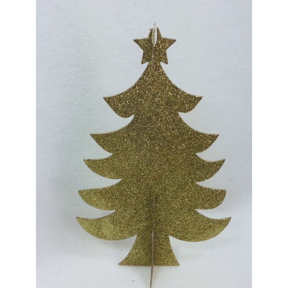 3 HOLIDAY TIME Gold Tree Table Decoration Christmas Xmas 25326 Glitter